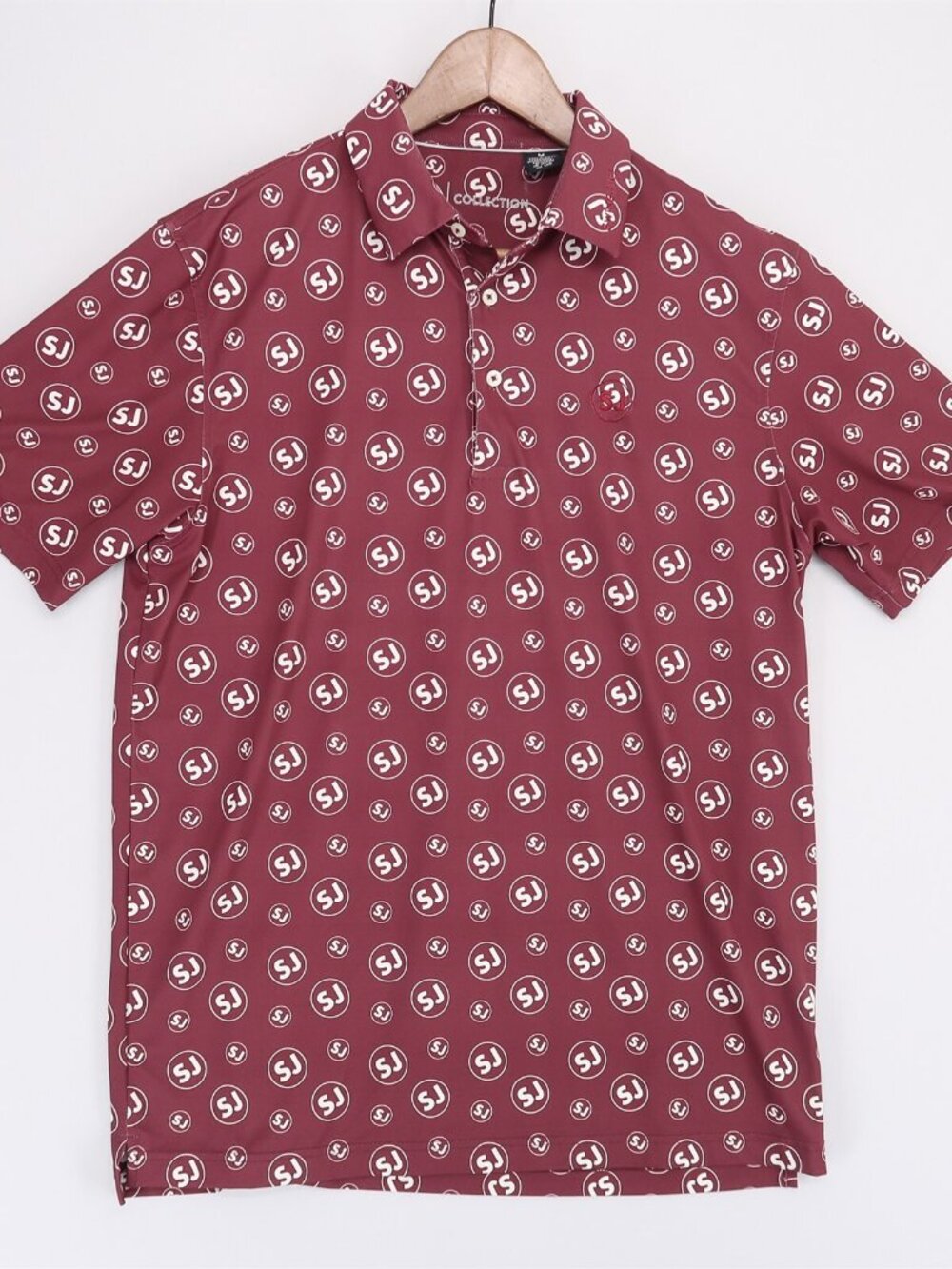 Swing Juice Golf Polo Shirt Mens Medium Maroon Logo AOP Short Sleeve